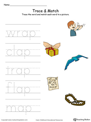 Match word with pictures in this AP Word Family printable worksheet in color.