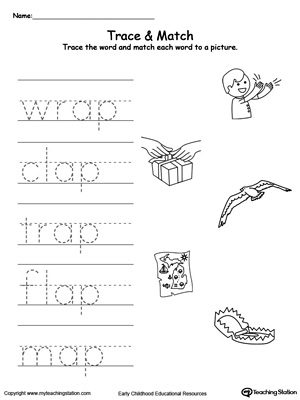 Write short words and identify sounds in this AP Word Family printable worksheet.