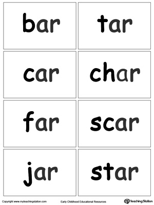 AR Word Family flashcards for kindergarten.