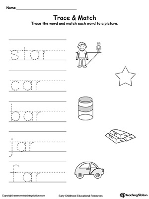 Write short words and identify sounds in this AR Word Family printable worksheet.