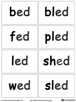 ED Word Family flashcards for kindergarten.
