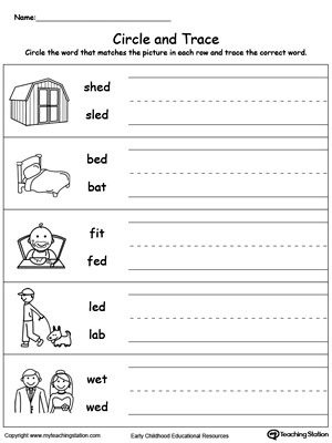 Build vocabulary, word-sound recognition and practice writing with this ED Word Family worksheet.