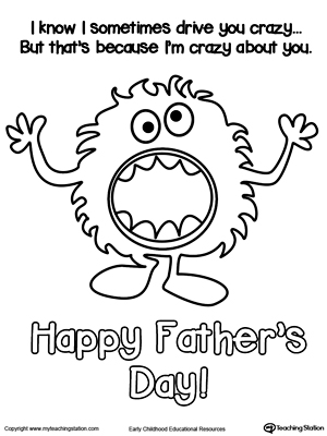Father's Day Card Crazy About You Coloring Page