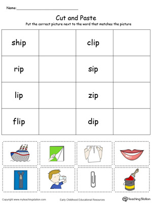 Learn word definition and spelling with this IP Word Family Match Picture with Word in Color worksheet.