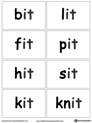 IT Word Family flashcards for kindergarten.