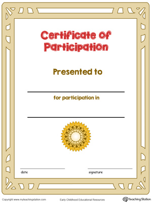 Certificate of Participation Award in Color