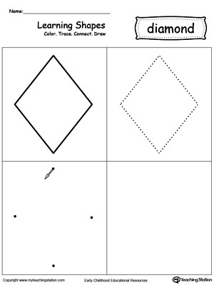 Learning Shapes: Color, Trace, Connect, and Draw a Diamond