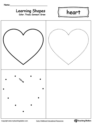 Learning Shapes: Color, Trace, Connect, and Draw a Heart
