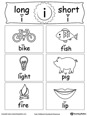 Short and Long Vowel Flashcards: I