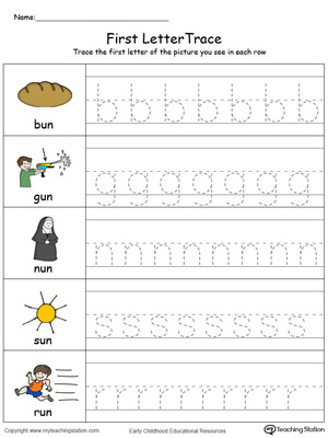 Lowercase Letter Tracing: UN Words in Color