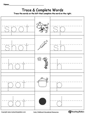 Trace then write the words themselves in this OT Word Family Trace and Write printable worksheet.