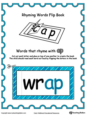 Use this Printable Rhyming Words Flip Book AP in Color to teach your child to see the relationship between similar words.