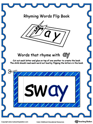 Printable Rhyming Words Flip Book AY in Color