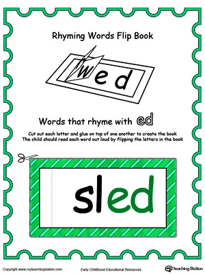 Use this Printable Rhyming Words Flip Book ED in Color to teach your child to see the relationship between similar words.