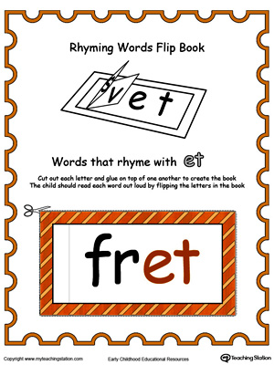 Use this Printable Rhyming Words Flip Book ET in Color to teach your child to see the relationship between similar words.