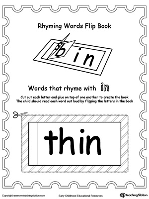 Use this Printable Rhyming Words Flip Book IN to teach your child to see the relationship between similar words.