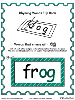 Use this Printable Rhyming Words Flip Book OG in Color to teach your child to see the relationship between similar words.