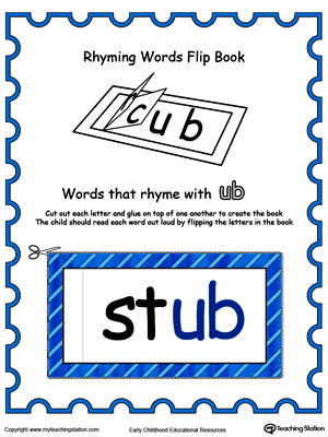 Use this Printable Rhyming Words Flip Book UB in Color to teach your child to see the relationship between similar words.
