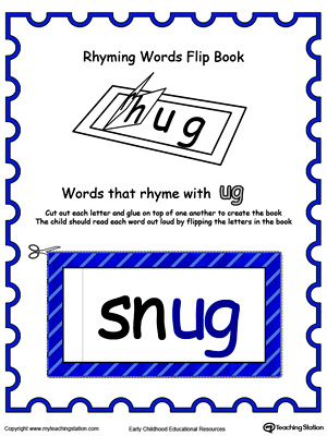 Use this Printable Rhyming Words Flip Book UG in Color to teach your child to see the relationship between similar words.