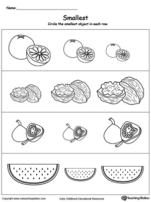 Practice the concept of small, smaller and smallest in this printable worksheet.