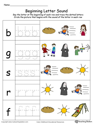 Match the beginning letter sounds and trace the words with this Trace and Match UN Word Family in Color worksheet.