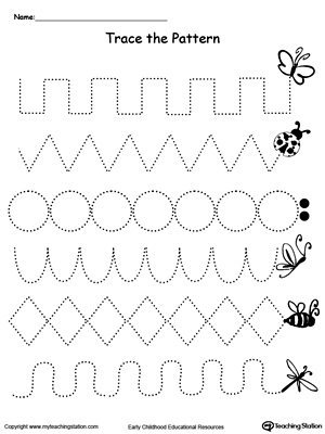 Develop pre-writing and fine motor skills with this Trace the Pattern printable worksheet.