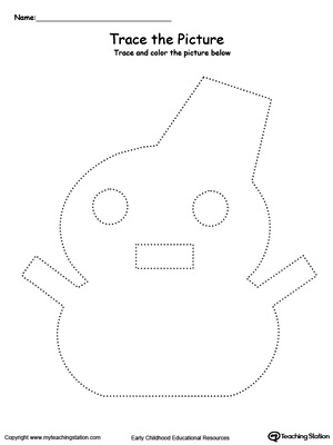 Practice fine motor skills with this snowman picture tracing printable worksheet.