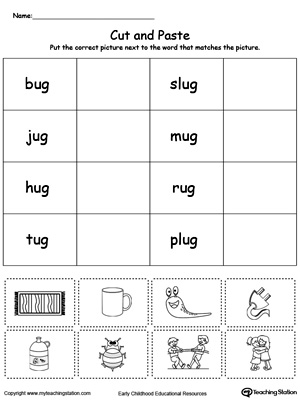 Learn word definition and spelling with this UG Word Family Match Picture with Word worksheet.