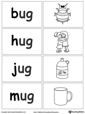 Sort and match words with this  UG Word Family printable worksheet.