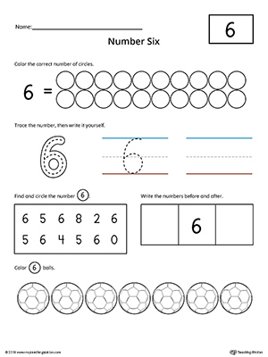 Number 6 Practice Worksheet