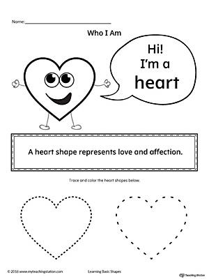 Learn the geometric shape - heart, with a fun and simple activity. This printable is perfect for introducing the concept of shapes to children in preschool.