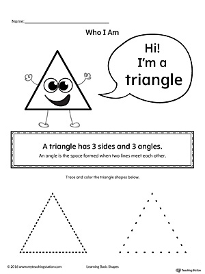 Learn the geometric shape - triangle, with a fun and simple activity. This printable is perfect for introducing the concept of shapes to children in preschool.