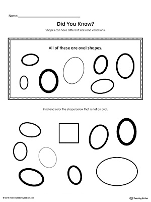 Geometric Shape Sizes and Variations: Oval