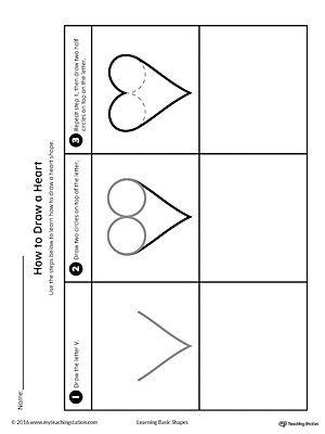 How to Draw a Heart Shape Printable Worksheet