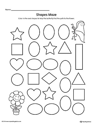 Practice identifying Oval geometric shapes with this fun and simple printable maze.