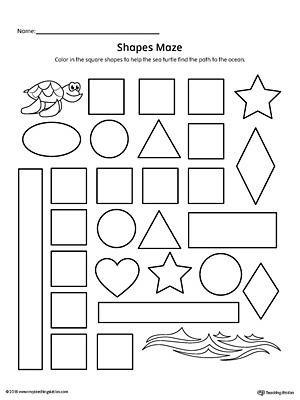 Practice identifying Square geometric shapes with this fun and simple printable maze.