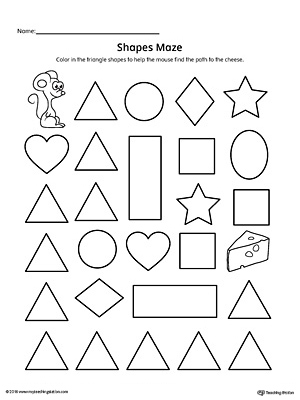 Practice identifying Triangle geometric shapes with this fun and simple printable maze.