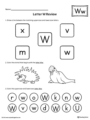 All About Letter W Printable Worksheet