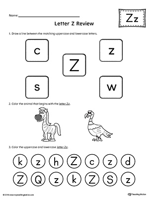All About Letter Z worksheet is a perfect activity for students to review the letter of the week.