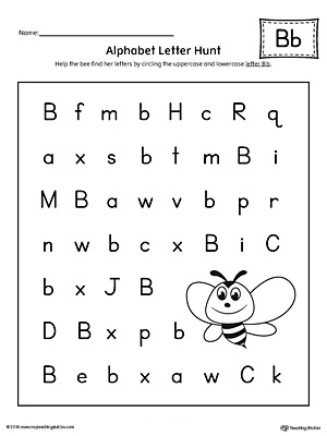 Alphabet Letter Hunt: Letter B Worksheet