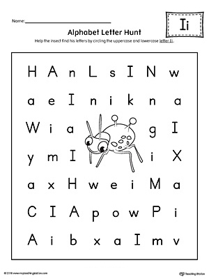 Alphabet Letter Hunt: Letter I Worksheet