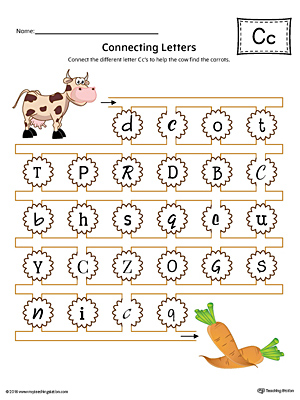 Finding and Connecting Letters: Letter C Worksheet (Color)