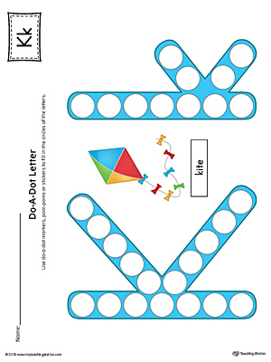 Letter K Do-A-Dot Worksheet (Color)