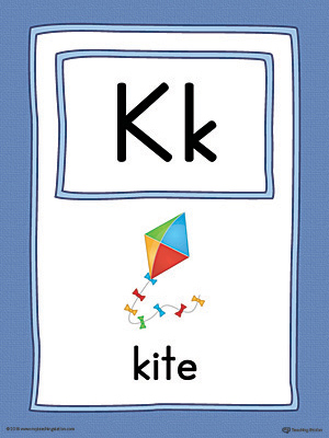 Letter K Large Alphabet Picture Card Printable (Color)