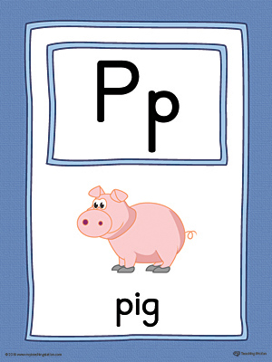 Letter P Large Alphabet Picture Card Printable (Color)