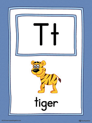Letter T Large Alphabet Picture Card Printable (Color)