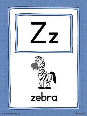 Letter Z Large Alphabet Picture Card Printable (Color)