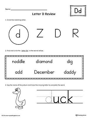 Learning the Letter D can be easy and simple with the right tools. Download this action pack worksheet and help your student learn all about the letter D.