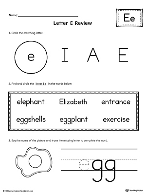 Learning the Letter E Worksheet
