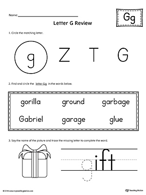 Learning the Letter G Worksheet